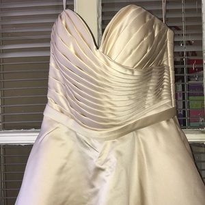 strapless cream dress